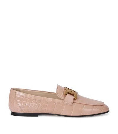 Tod's Leather Kate Loafers In Beige