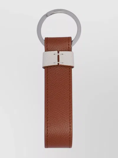 Tod's Leather Keyring Metal Ring In Brown
