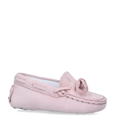 Tod's Kids' Leather Laccetto Gommini Driving Shoes In Pink