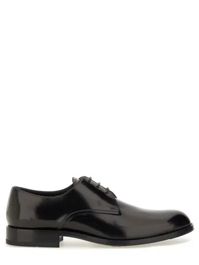 Tod's Leather Lace-up Derby Shoe In Black