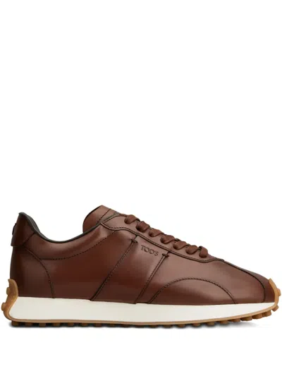 Tod's T Vintage Sneakers In Leather In Brown