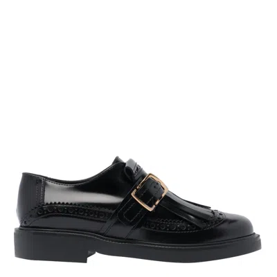 Tod's Fringe-detail Leather Loafers In Black