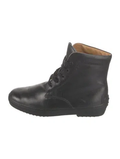Pre-owned Tod's Leather Lace-up Boots In Black