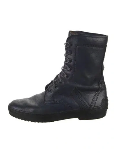 Pre-owned Tod's Leather Lace-up Boots In Blue