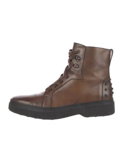 Pre-owned Tod's Leather Lace-up Boots In Brown
