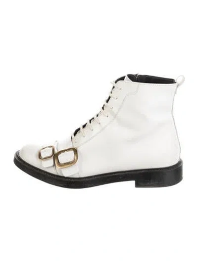 Pre-owned Tod's Leather Lace-up Boots In White