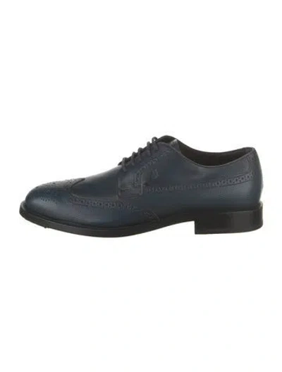 Pre-owned Tod's Leather Lasercut Accents Brogues In Blue
