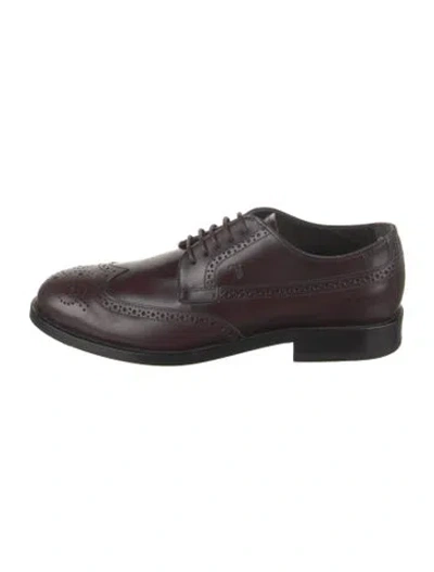 Pre-owned Tod's Leather Lasercut Accents Brogues In Burgundy
