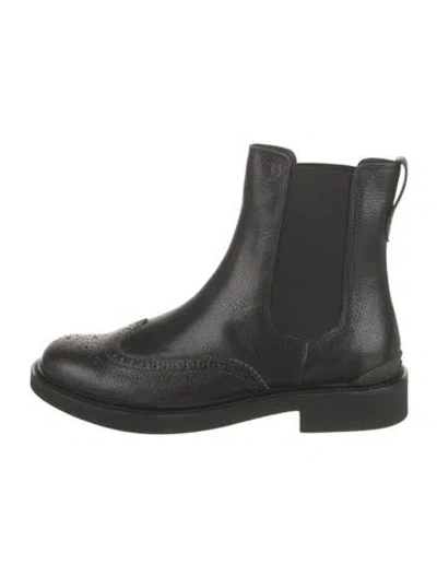 Pre-owned Tod's Leather Lasercut Accents Chelsea Boots In Black