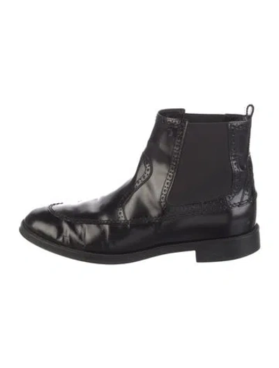 Pre-owned Tod's Leather Lasercut Accents Chelsea Boots In Black