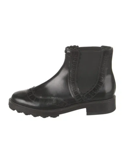 Pre-owned Tod's Leather Lasercut Accents Chelsea Boots In Black