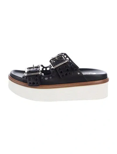 Pre-owned Tod's Leather Lasercut Accents Slides In Blue