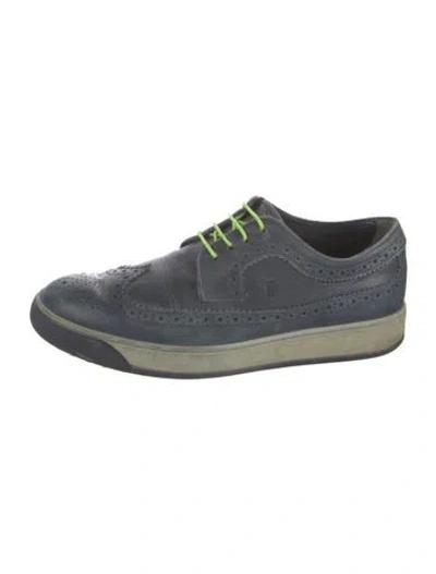 Pre-owned Tod's Leather Lasercut Accents Sneakers In Blue
