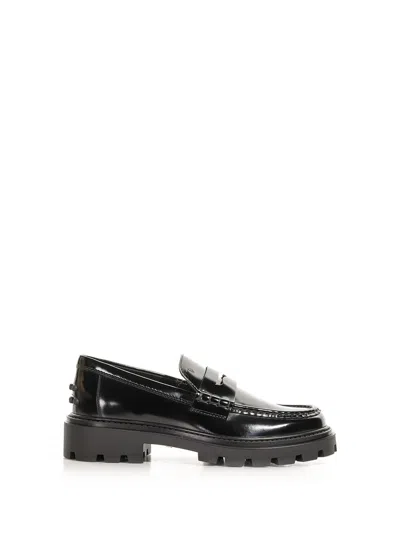 Tod's Leather Loafer In Nero