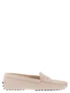Tod's Almond Toe Suede Loafers In Pale Pink