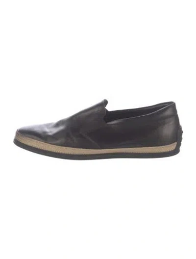 Pre-owned Tod's Leather Loafer Sneakers In Black