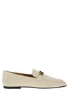 Tod's Logo-plaque Leather Loafers In Ivory