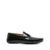 Tod's Men's Black Calfskin Loafers With Elegant Insert And Rubber Sole