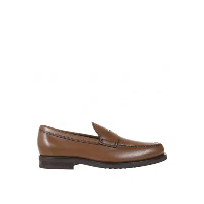Tod's Leather Loafers In Brown