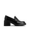 Tod's Leather Block Heel Loafers With Round Toe In Black