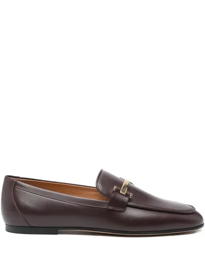 Tod's Leather Loafers In Red