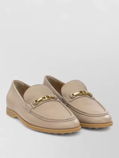 Tod's Leather Loafers In Neutral