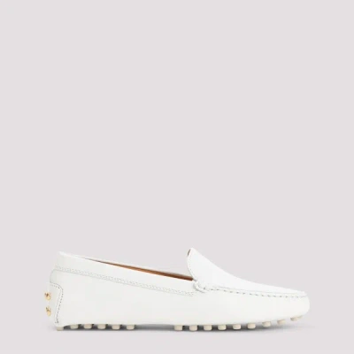 Tod's Leather Loafers With Embossed-logo In White