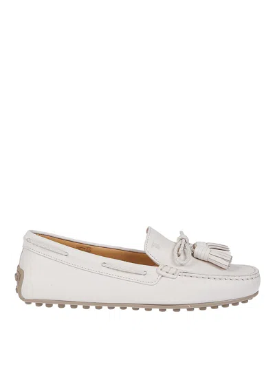 Tod's Leather Loafers In Beige