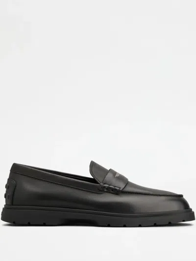 Tod's Leather Loafers In Black