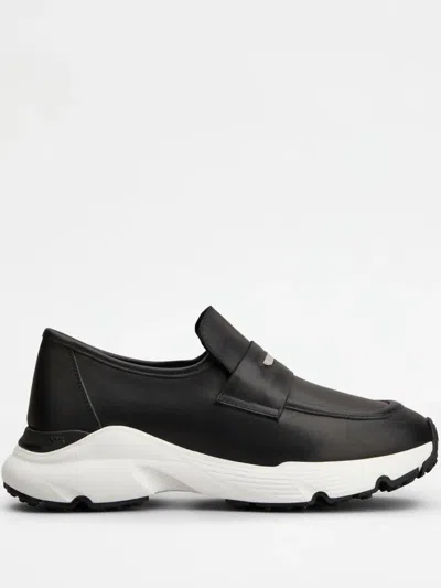 Tod's Leather Loafers In Black