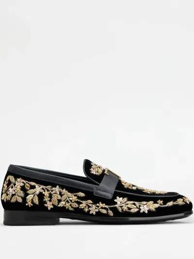Tod's Leather Loafers In Black