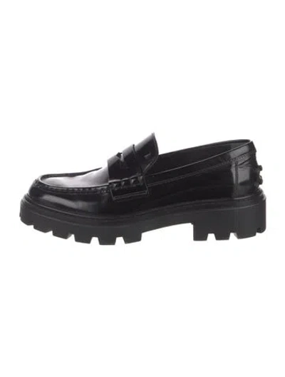 Pre-owned Tod's Leather Loafers In Black