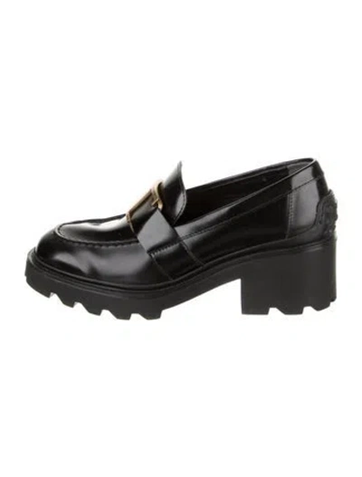 Pre-owned Tod's Leather Loafers In Black