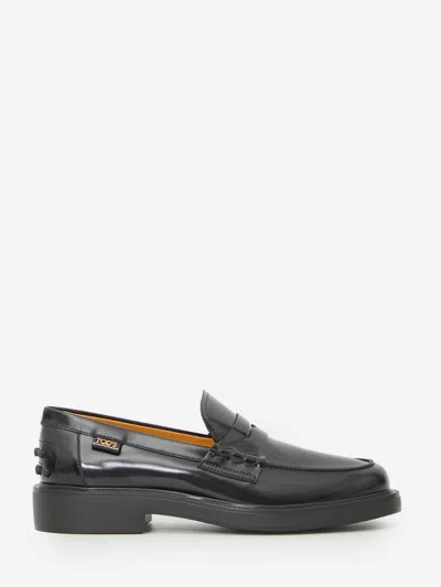 Tod's Leather Loafers In Black