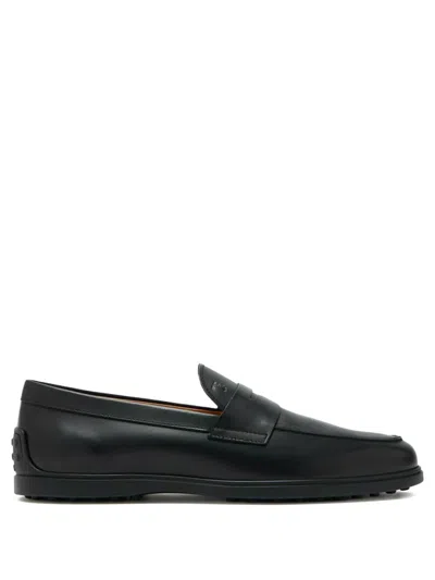 Tod's Leather Loafers In Black