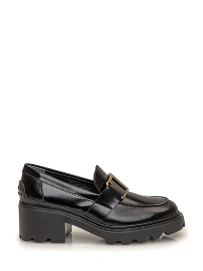 Tod's Leather Loafers In Black