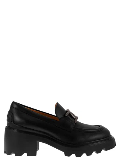Tod's Leather Loafers In Black