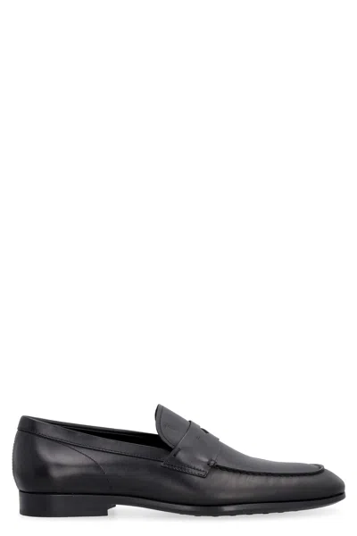 Tod's Leather Loafers In Black