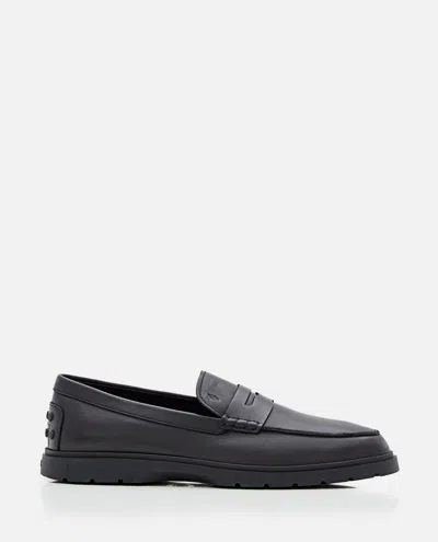 Tod's Leather Loafers In Black