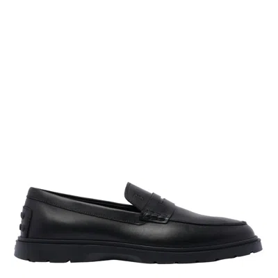 Tod's Leather Loafers In Black