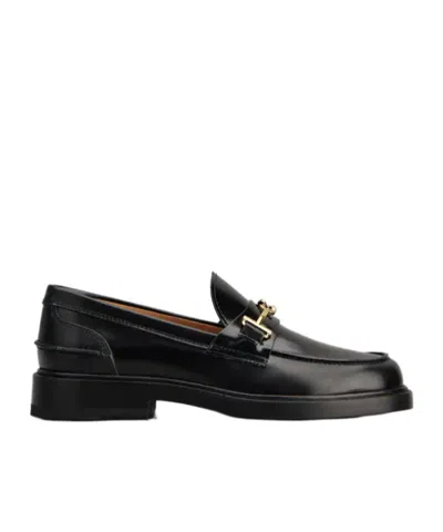 TOD'S TOD'S LOGO-PLAQUE ROUND TOE LOAFERS