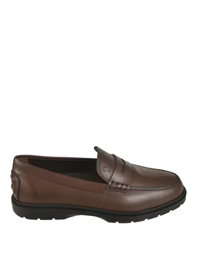 Tod's Leather Loafers In Black