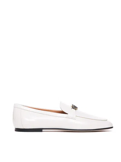Tod's 5mm Logo Leather Loafers In White