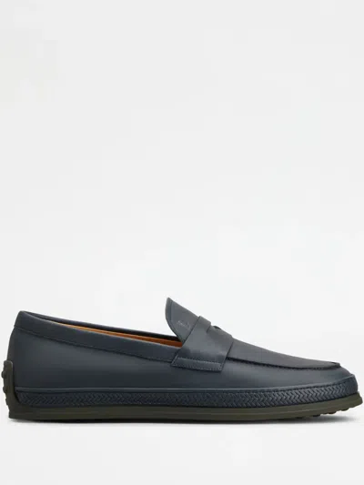 Tod's Leather Loafers In Blue