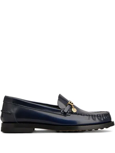 Tod's Leather Loafers In Blue