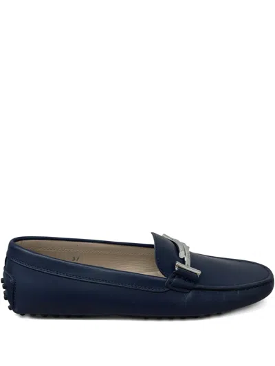 Tod's Leather Loafers In Blue