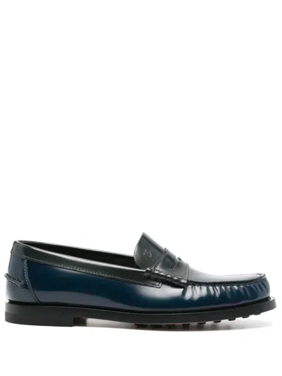 Tod's Leather Loafers In Blue
