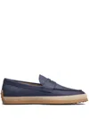 Tod's Leather Loafers In Blue
