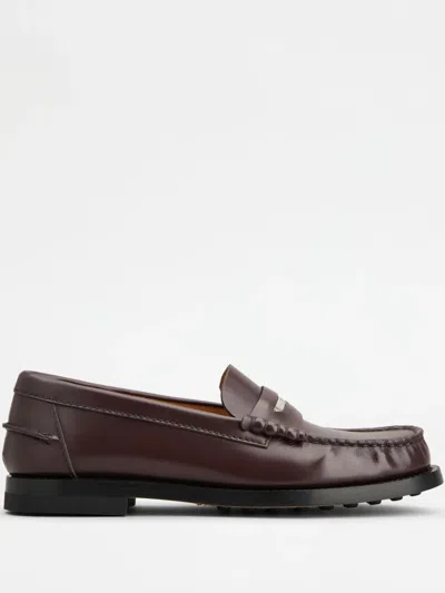 Tod's Leather Loafers In Brown