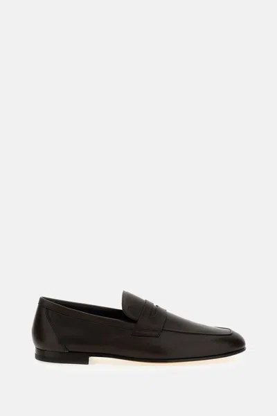 Tod's Leather Loafers In Brown